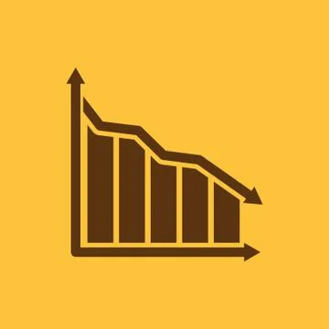 The graph down icon. Chart below and loss, reduction symbol. Flat Stock Illustration