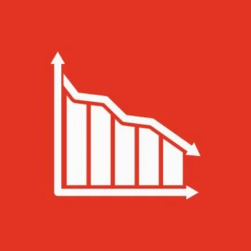 The graph down icon. Chart below and loss, reduction symbol. Flat Stock Illustration