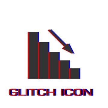 Graph down icon flat. Stock Illustration