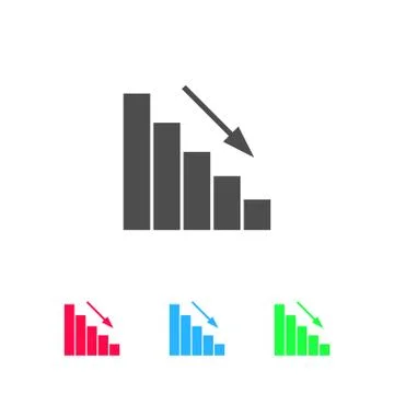 Graph down icon flat. Stock Illustration