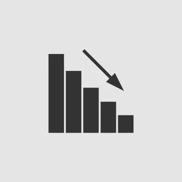 Graph down icon flat. Stock Illustration