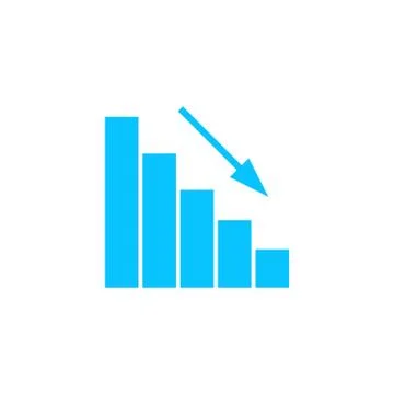 Graph down icon flat. Stock Illustration