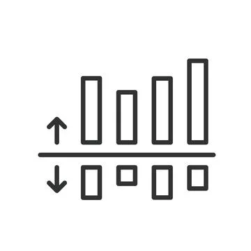 Graph Up Down, icon in line design. Graph, up, down, trend, fluctuations, rise Stock Illustration