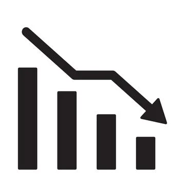 Graph down, reduce progress line icon vector finance chart, efficiency decrea 스톡 일러스트