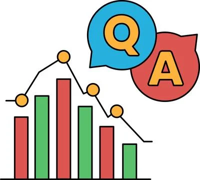 A graph with a downward trend is shown with a question mark and an A Stock Illustration