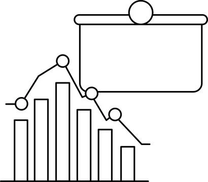 A graph with a downward trend is shown with a white background Stock Illustration