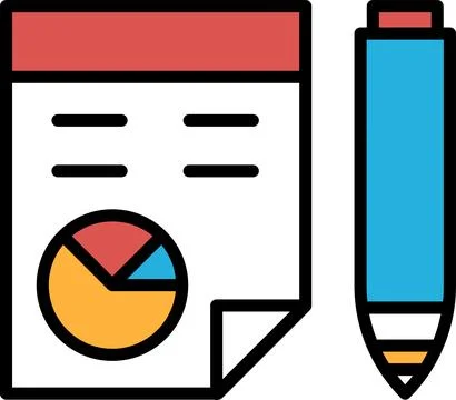 A graph is drawn on a piece of paper with a pencil next to it In the concep.. Stock Illustration