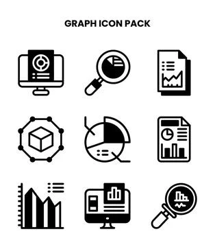 Graph DuoTone Bundle Icons Pack Stock Illustration