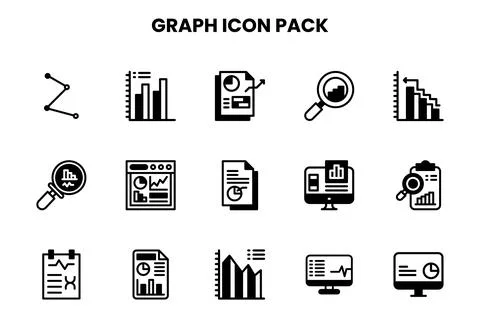 Graph DuoTone Set Icons Pack Stock Illustration