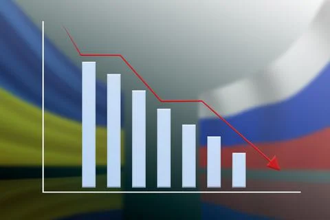 Graph of economic development against the background of the national flags of Stock Illustration