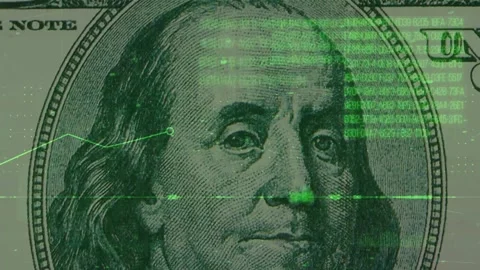 Graph of economic indicators. In the background, a 100?dollar US banknote. 4K 库存影片 347058604