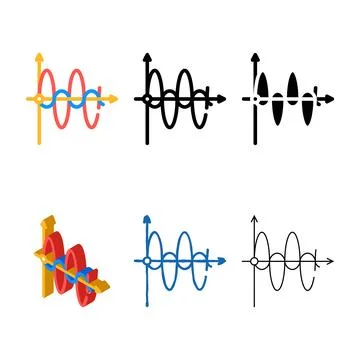 Graph of electromagnetic waves simplified color icon vector イラスト素材