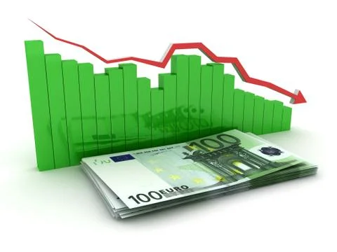 Graph of the fall of the euro Stock Illustration