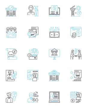 Graph finance linear icons set. Graph, Finance, Trends, Projection, Analysis Illustrazione stock