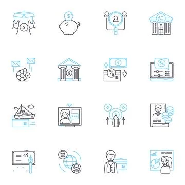 Graph finance linear icons set. Graph, Finance, Trends, Projection, Analysis Illustrazione stock