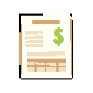 Graph financial report pixel art vector illustration Stock Illustration