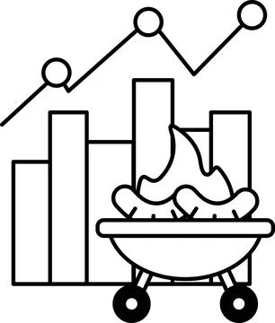 A graph with a fire on it and a bucket of food Stock Illustration