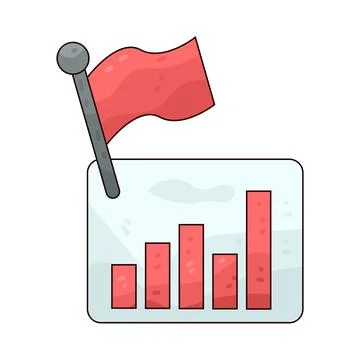Graph with flag illustration 스톡 일러스트