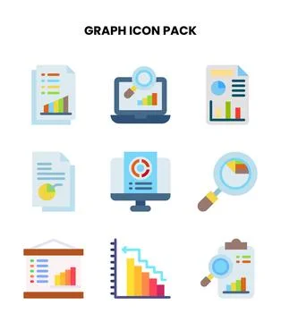 Graph Flat Design Icons Pack 스톡 일러스트