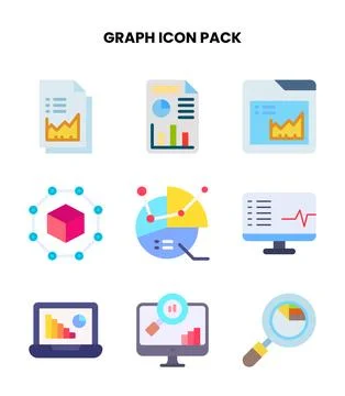 Graph Flat Set Icons Pack 스톡 일러스트