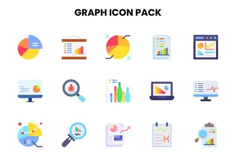 Graph Flat UI Icons Pack Stock Illustration
