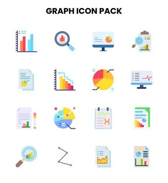 Graph Flat Vector Icons Pack Stock Illustration