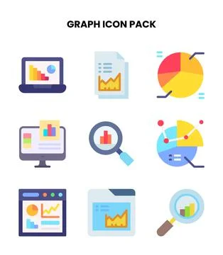 Graph Flat Vector Icons Pack Stock Illustration