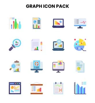 Graph Flat Vector Icons Pack 스톡 일러스트