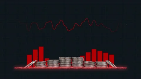 Graph of fluctuating interest rates and returns. Stock Footage 232598369