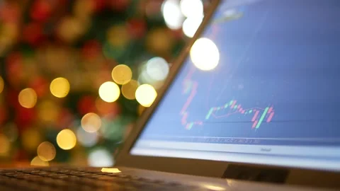 Graph forex candlestick on computer with bokeh background, finance concept. Stock Footage 239546440