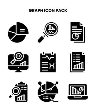 Graph Glyph Bundle Icons Pack Illustrazione stock