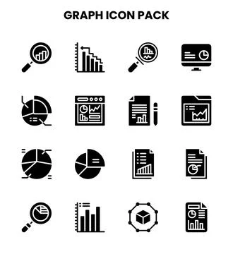 Graph Glyph Collection Icons Pack Ilustración de archivo