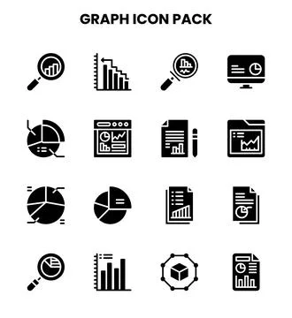 Graph Glyph Graphics Icons Pack Stock Illustration