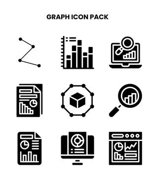 Graph Glyph Icons Pack Stockillustratie
