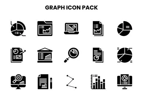 Graph Glyph Vector Icons Pack Ilustración de archivo