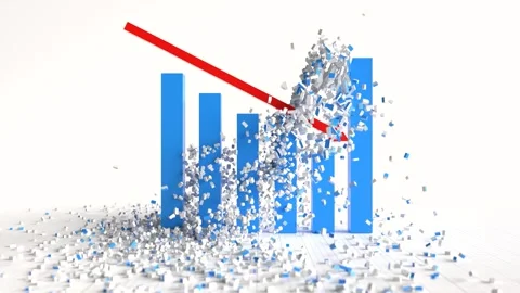 The graph is going down and has a red arrow, The Business idea Stock Footage 249732874