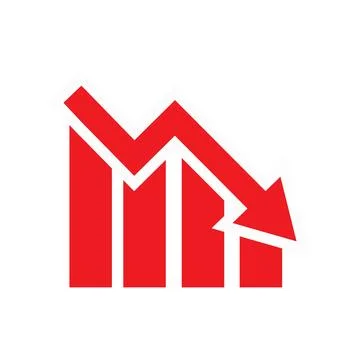 Graph going Down sign with red arrows vector. Flat design vector illustration 스톡 일러스트
