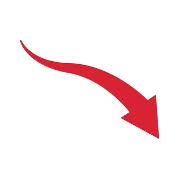 Graph going down sign with red arrows vector. Bar chart symbol icon with ar.. Ilustración de archivo