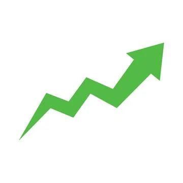 Graph going up sign with green arrows. Bar chart symbol icon with arrow mov.. Stock Illustration