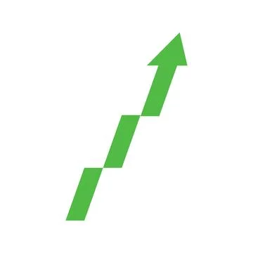 Graph going up sign with green arrows. Bar chart symbol icon with arrow mov.. Stock Illustration