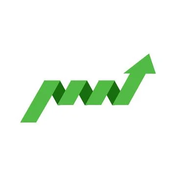 Graph going up sign with green arrows. Bar chart symbol icon with arrow mov.. Stock Illustration