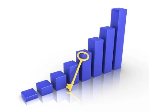 Graph with golden key Stock Illustration