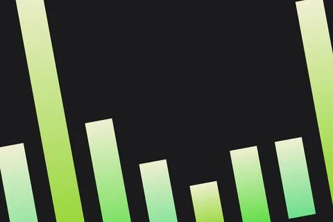 Graph with green bars on black background showing data Stock Photos