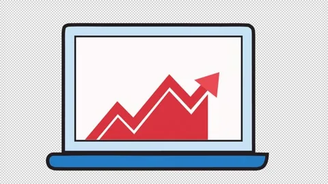 Graph of the growing growth on the laptop screen.  Animation of trading Stock Footage 319763421