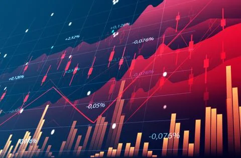 Graph with growing indicators. Business growth concept, profitable startup,.. Stock Illustration