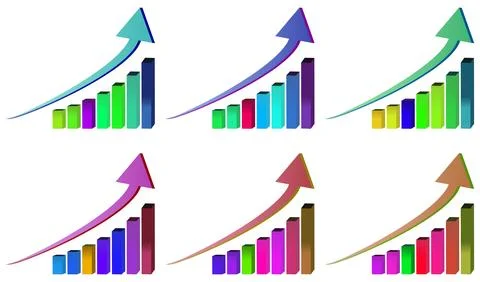Graph growing up, movement, growth, progress. Growth and Progress Bar Chart.. Illustrazione stock