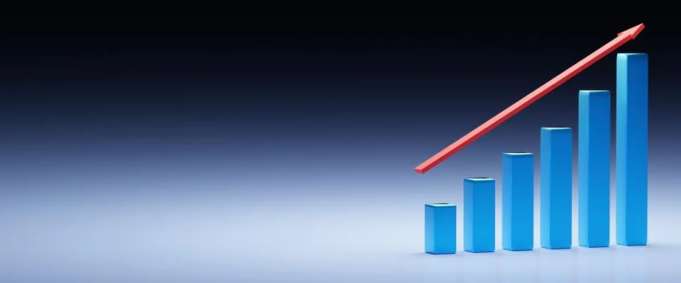 Graph with the growing progress and blank background Stock Illustration