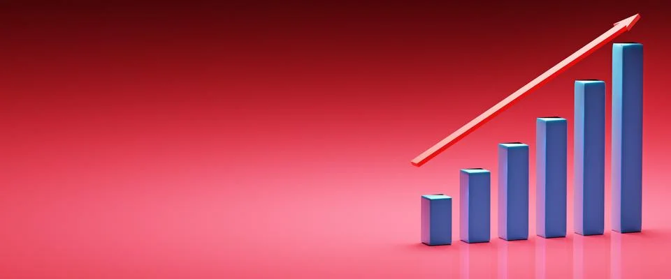 Graph with the growing progress and blank background Stock Illustration