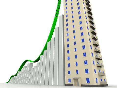 The graph of growth and the multi-storey residential house Stock Illustration