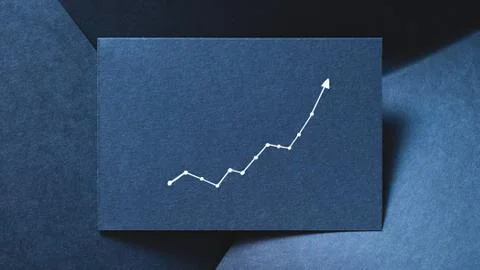 Graph growth increase progress blue paper backdrop Stock Photos